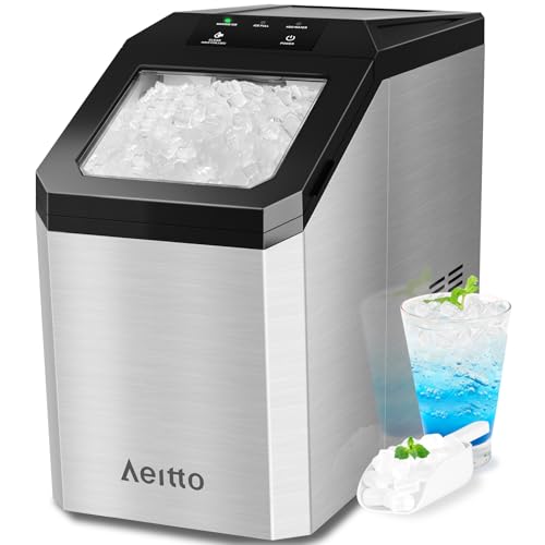 Aeitto Nugget Ice Maker Countertop, 55lbs/24H Ice Machine with 3.6L Water Tank&3.2Lbs Ice