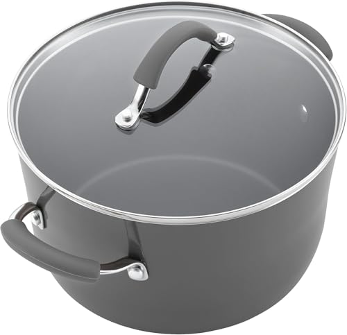 Rachael Ray Cucina Nonstick Cookware, Sea Salt Gray Pots and Pans Set, 12-Piece