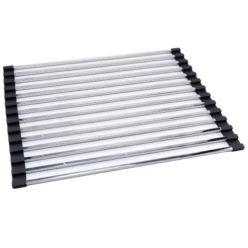 Roll Up Dish Drying Rack Over the Sink 304 Stainless Steel Kitchen Drainer