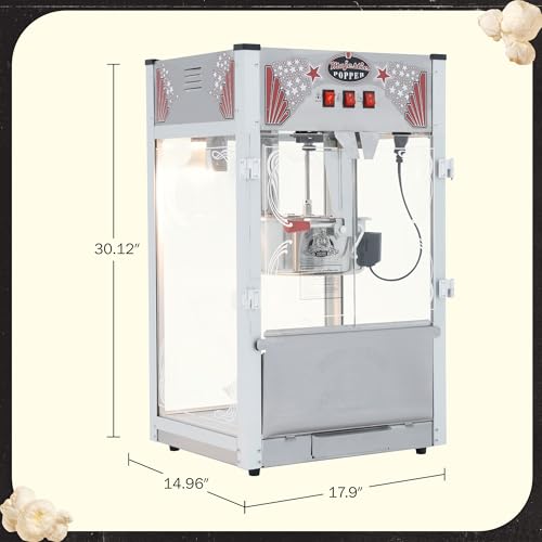 Majestic Popcorn Machine - 16oz Stainless Steel Kettle Makes up to 96 Cups - Electric Popcorn Popper Machine with Scoop, Measuring Cups, Serving Bags and Buckets by Superior Popcorn Company