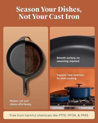 Caraway Enameled Cast Iron Dutch Oven - 8qt Dutch Oven With Lid - 3 Layer Enamel Coating - No Seasoning Required - Compatible With All Stovetops - Oven Safe - No Forever Chemicals - Cream