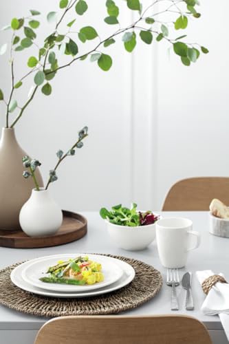 Villeroy & Boch Artesano Original 16-Piece Dinnerware Set, Service for 4, Dinner and Salad Plates, Pasta and Rice Bowls, Premium Porcelain, Made in Germany, Microwave and Dishwasher Safe, Creamy White