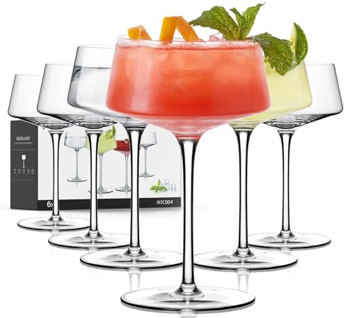 LUNA & MANTHA Martini Glasses, Martini Cocktail Glasses for Margarita, Manhattan, Cosmopolitan, Espresso, Home Bar, Evening Parties, Birthdays, Housewarming Gift,8oz-Set of 6