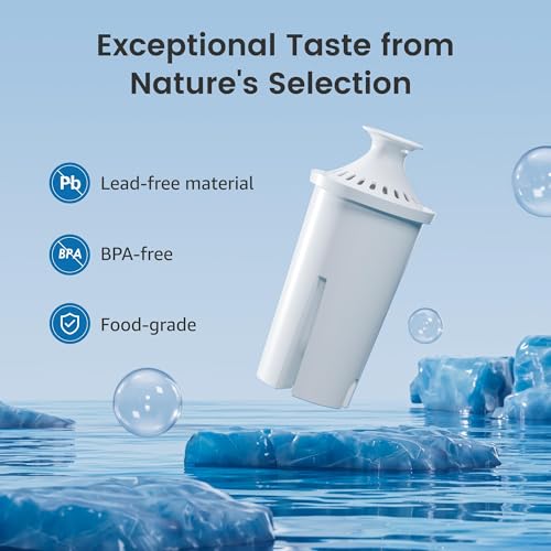 AQUA CREST CF06A Replacement for Brita® Filter, Brita® Water Pitchers and Dispensers, Classic OB03, Mavea® 107007, and More, NSF Certified Pitcher Water Filter, 1 Year Filter Supply, 6 Pack