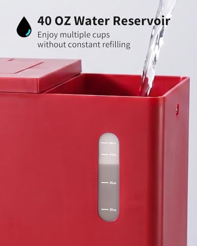 KIDISLE Single Serve Coffee Maker for K Cup & Ground Coffee – Hot & Iced, 6-16oz Sizes, 40oz Water Tank, Reusable Filter, Compact for Home Office Dorm, Red