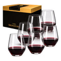 Libbey Signature Greenwich Stemless Wine Glasses Set of 6, Modern Wine Glasses for Red and White Wine, Ideal Stemless Wine Glass Set for All Occasions