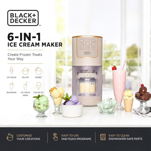 BLACK+DECKER Ice Cream Maker for Families & Kids – Make Protein, Keto & Dairy-Free Ice Cream, Gelato & Milkshakes at Home – Easy Creamy Pint Machine with Mix-Ins
