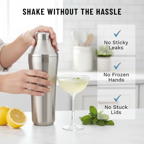 Elevated Craft Hybrid Cocktail Shaker - Premium Vacuum Insulated Stainless Steel Cocktail Shaker - Innovative Measuring System - Martini Shaker for the Home Bartender - 28oz Total Volume