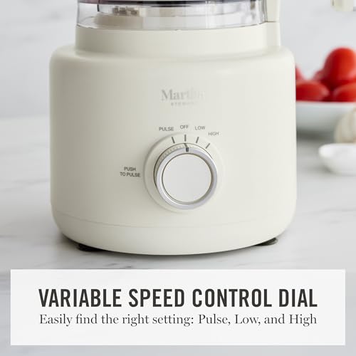 Martha Stewart Food Processor, 10-Cup Electric Chopper for Slicing, Shredding, Mincing and Puree, BPA-Free Twist & Lock Bowl, 3 Multipurpose Blades, Variable Speed Dial, Wide Feed Chute, Linen Cream