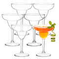 Suwimut Set of 6 Plastic Margarita Glasses, 12 oz Unbreakable Martini Cocktail Glasses with Stem, Reusable, BPA-Free, Shatter-Proof for Bar, Whiskey, Tequila, Poolside, Outdoors, Camping, Clear