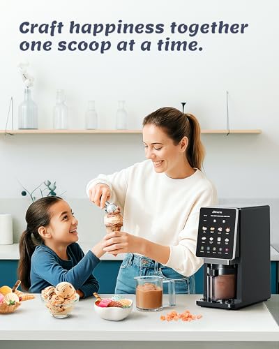 Alcarin Ice Cream Maker with 3 Pints(Not Freezer) Homemade Slushie Gelato Yogurt Sorbet Frozen Treat Machine 10 Pre-set Program Respin & Mix-in