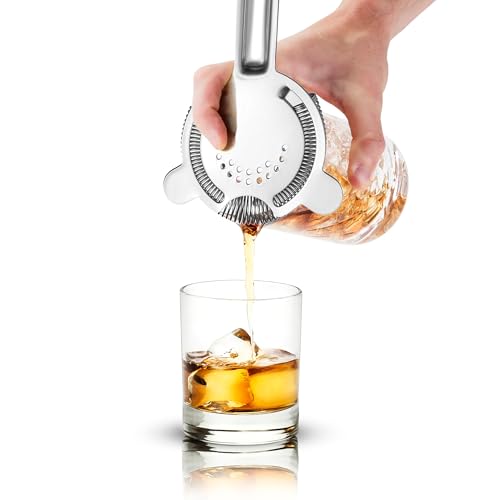Cocktail Strainer – Stainless Steel Hawthorne Strainer with Removable Spring for Bartending, Boston Shakers, and Mixing Glasses – Perfect for Martinis and Cocktails (Silver)