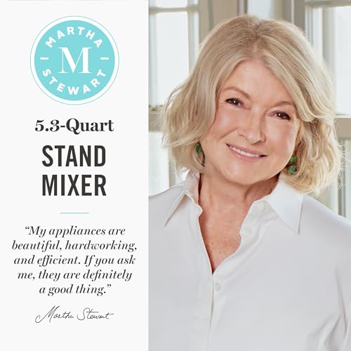 Martha Stewart 5.3Qt Stand Mixer, 12-Speed Tilt-Head Electric Kitchen Mixer with Stainless Steel Bowl, Dough Hook, Whisk & Beater, Splash Guard, Ideal for Baking Bread, Cake & Whipping, Linen Cream