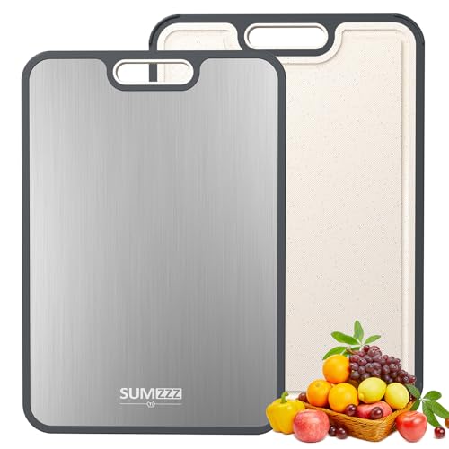 Titanium Cutting Board for Kitchen, Cutting Board Double Sided Food Grade, Pure Titanium/PP, Easy to Clean Large Size 15”×10.3”