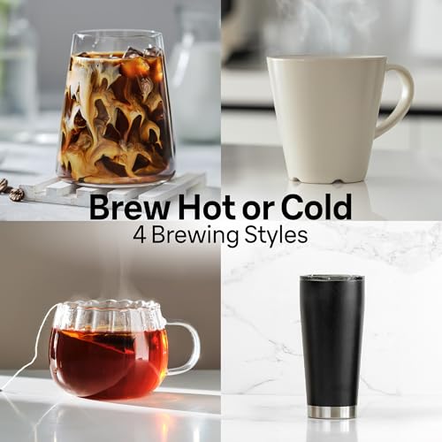 Braun MultiServe Plus 10-Cup Drip Coffee Maker - Hot & Cold Multi-Serve Brewer with Timer and Auto Start, Hot Water Dispenser, Over Ice Function, Stainless Steel & Pod-Free Design, KF9370SI