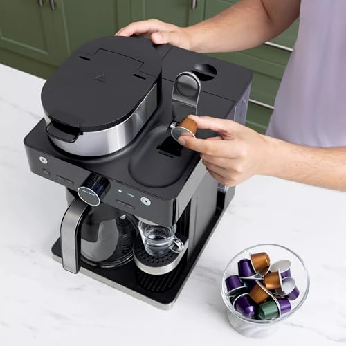 Ninja (Refurbished CFN601 Espresso & Coffee Barista System, Single-Serve Coffee & Compatible with Nespresso Capsule, 12-Cup Carafe, Built-in Frother, Cappuccino & Latte Maker (Renewed)