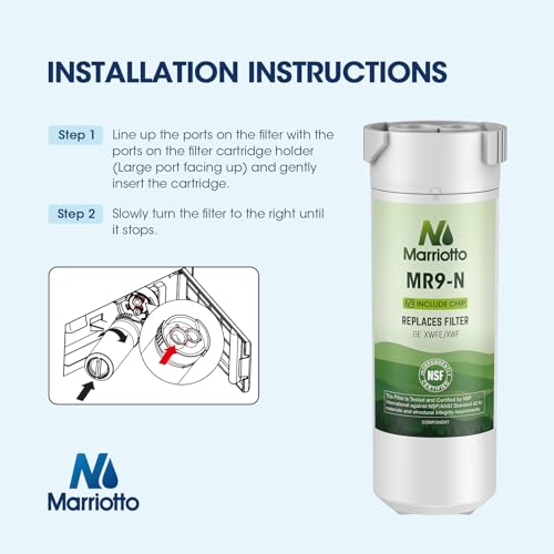 MARRIOTTO Water Filter Compatible with XWFE (Built-in CHIP), Replacement for GE XWFE, XWF Refrigerator Water Filter Pack of 2