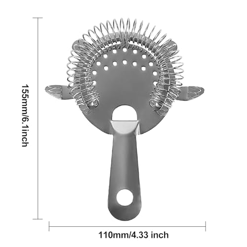 Wozoohyi 2Pcs Cocktail Strainer,4-Prong Stainless Steel Cocktail Strainer for Drinks,Bar Strainer for Bartending,Drink Strainer for Bartenders and Mixologists with High Density Spring (A-Silver2pcs)
