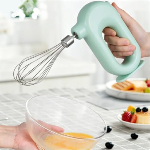 Cordless Hand Mixer Electric Handheld Mini Egg Beater 4 Speed Adjustable Mini Hand Mixer Electric Mixer, USB Charing, 1500mAh(Green)