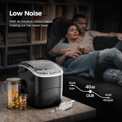 Electactic Ice Makers Countertop,26Lbs/24H,9 Cubes in 6 Mins,Portable Ice Maker Machine with Self-Cleaning,2 Sizes of Bullet Ice,Perfect for Home Kitchen(Black)
