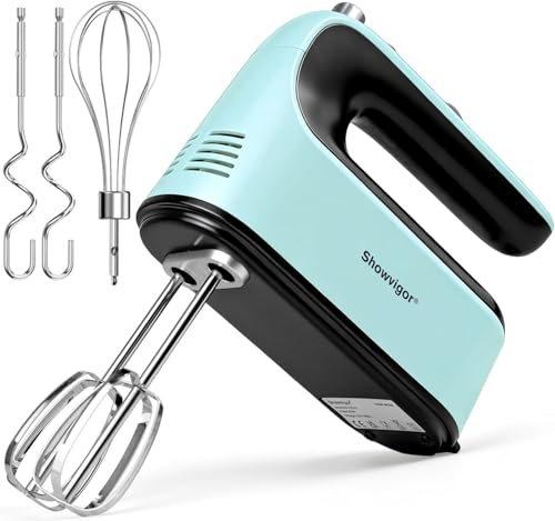 Electric Hand mixer - Adjustable Speed 300W Handheld Mixer Electric Whisk with 5 Stainless Steel Accessories, Turbo Boost/Self-Control Speed + Eject Button Food Beater for Cakes Eggs