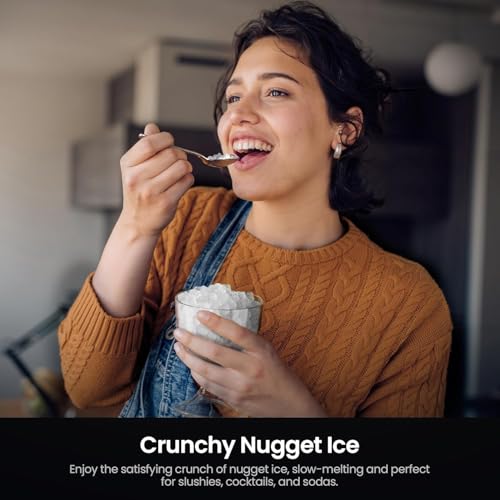 Kismile Nugget Ice Maker Countertop, Sonic Ice Maker with 35Lbs/24H, First Ice in 7 Mins, 1.2L Water Tank, Ice Basket Holds 2.2Lbs, Self-Cleaning Pebble Ice Machine for Home Kitchen Office Bar(Silver)
