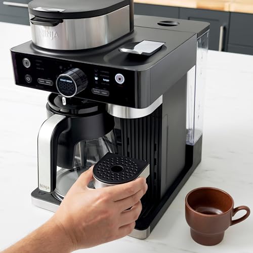 Ninja (Refurbished) CFN602 Espresso & Coffee Barista System with Ristretto Function, Single-Serve Coffee, Compatible with Nespresso Capsule, 12-Cup Carafe, Built-in Frother (Renewed)