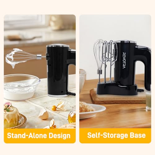 Electric Hand Mixer, Handheld Mixer with LCD Display and Storage Base