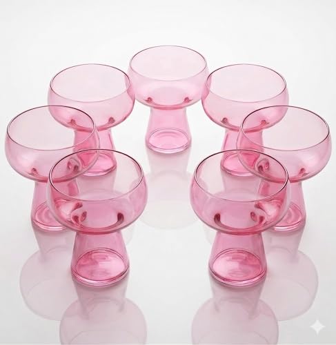 Oojami Lunara Clear Plastic Margarita Glasses, 11 oz, Set of 40, Disposable Party Cups for Cocktails (Pink Clear)