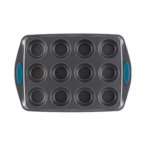 Rachael Ray Yum -o! Nonstick Bakeware 12-Cup Muffin Tin With Grips / Nonstick Cupcake Tin With Grips - 12 Cup, Gray