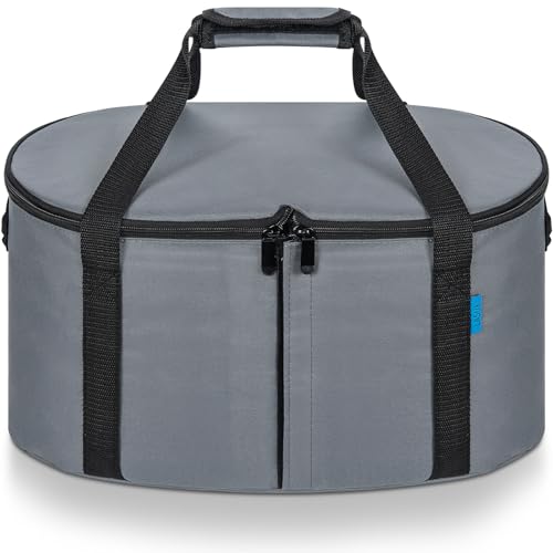 LASUK Portable Slow Cooker Travel Bag, Isulated Carrier Case Tote for 4-8 Quart Crock Carrier Compatible with Else Brands, Internal Mesh Net Holds Pot in Place, For Travel, Outdoor, Picnic, Grey