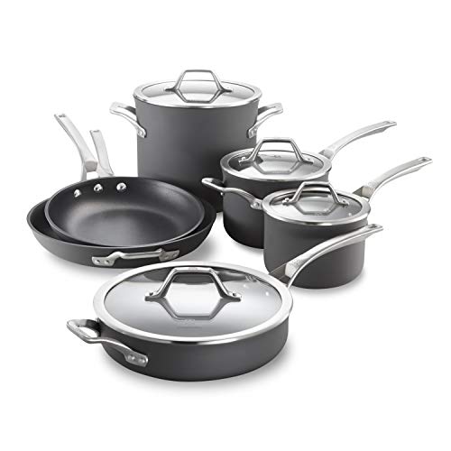 Calphalon 10-Piece Nonstick Kitchen Cookware Set Stay-Cool Stainless Steel Handles Dishwasher and Metal Utensil Safe