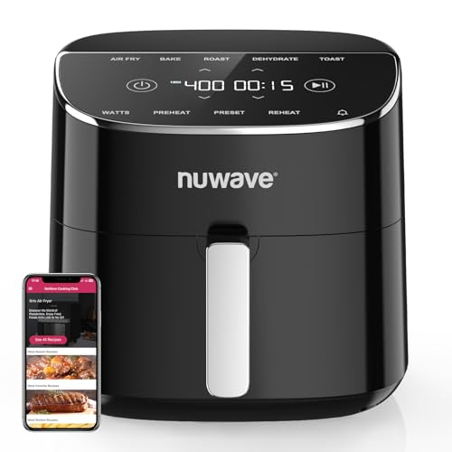Nuwave Brio Plus Air Fryer 8 Qt, New & Improved, PFAS-FREE, 7 Digital One-Touch Cook Functions that AIR FRY, BAKE