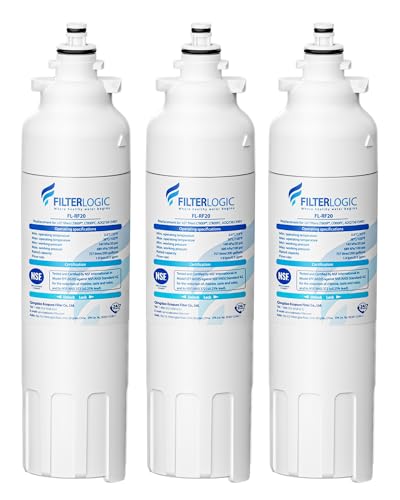 Filterlogic ADQ73613401 Refrigerator Water Filter, Replacement for LG® LT800P®, LT800PC, ADQ736134, ADQ73613402, LSXS26326S, LSXS26366S, LMXS30776S, LSXS26366D, LMXC23746S, 46-9490, 469490, Pack of 3