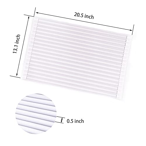 Bigdata&BetterLife Multi Purpose Roll Up Dish Drying Rack White Dish Drying Mat with Rack for Kitchen,Heavy Duty Foldable Silicone-Coated Stainless Steel Sink Dry Rack (White,20.5" x 13.1")