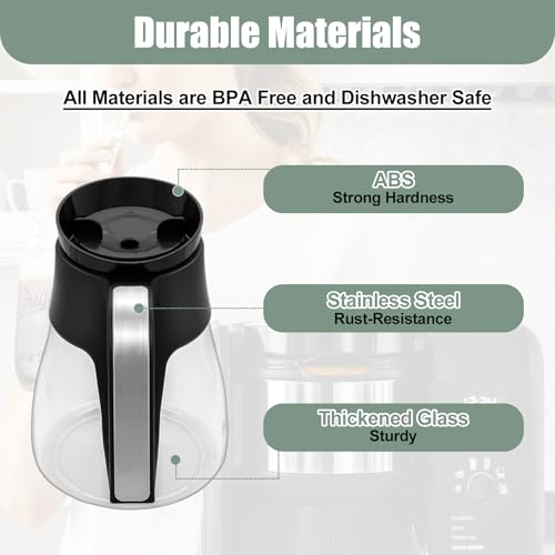 WSEYU 10-Cup Glass Carafe Replacement Compatible with Ninja CM401 CM371 CP301 Specialty Hot & Iced Coffee Makers, Replacement 50 oz Coffee Pot with Brew-Through Lid for Ninja CM300 CM400 CP300 CF091