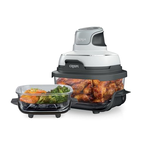 Ninja FN100WH Crispi Air Fryer, Microwave, Freezer & Dishwasher Safe, Non Toxic Glass Portable Cooking