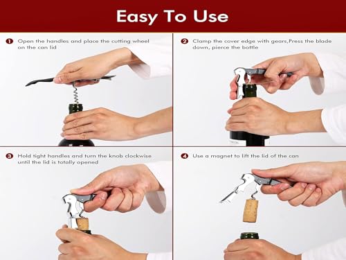 Kit-Home Professional Waiter Corkscrew Wine Openers Set (4 PCS),Upgraded with Heavy Duty Stainless Steel Hinges Wine Key for Restaurant Waiters, Sommelier, Bartenders