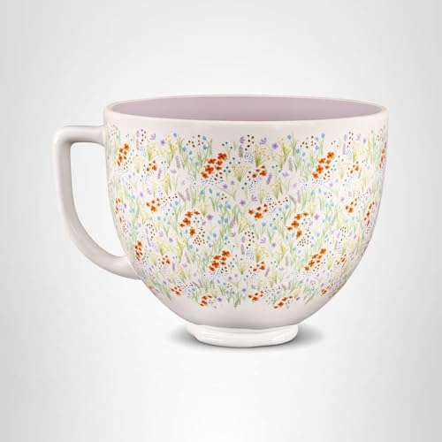 KitchenAid 5 Quart Ceramic Bowl, compatible 4.5 or 5Q Tilt-Head Stand Mixer, KSM2CB5WF, Wildflower