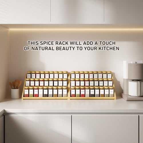 MNADSFKJ Spice Rack, Spice Organizer -3 Tier Bamboo Spice Racks, Solution for Spice Storage in Kitchens, Countertops，Storage Rooms and Other Places