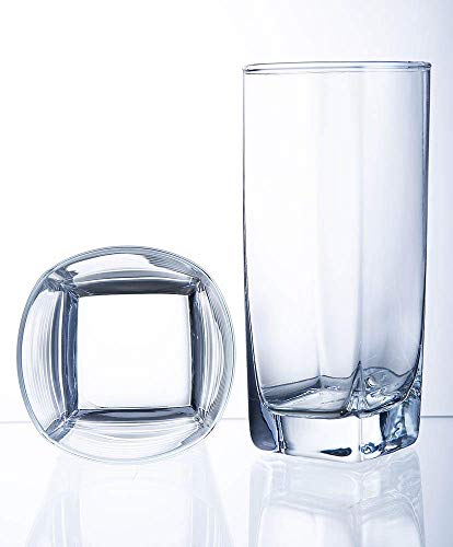 Le'raze Everyday Drinking Glasses Set of 8 Drinkware Kitchen Glasses for Cocktail, Iced Coffee, Beer, Ice Tea, Wine, Whiskey, Water, 4 Tall Highball Glass Cups & 4 Short Old Fashioned.