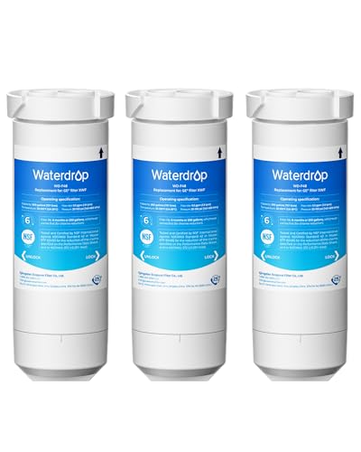 Waterdrop XWF Refrigerator Water Filter, Replacement for GE® WR17X30702, NSF 42 & 372 Certified, Compatible with GNE27, GFE26, GDE25, GSS25, PSE25 Series Refrigerators, 3 Pack (Not XWFE®)