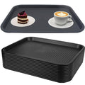 Zentriqlla 12 Pack Cafeteria Trays, 13 x 10 Inch Plastic Fast Food Serving Trays, Restaurant Black Stackable Serving Platter for Kitchen, Party, Dining