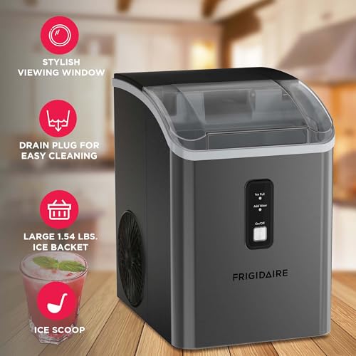 Frigidaire Countertop Crunchy Chewable Nugget Ice Maker, 33lbs per Day, Gunmetal