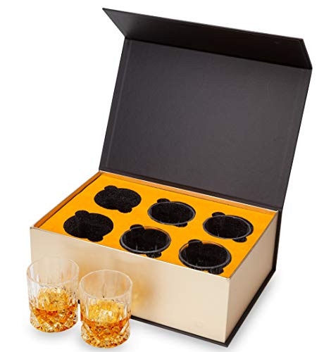KANARS Whiskey Glasses Set of 6 with Elegant Gift Box,10 Oz Premium Old Fashioned Crystal Glass Tumbler for Liquor, Scotch, Cocktail or Bourbon Drinking, Gifts for Birthday Thanksgiving Father's Day
