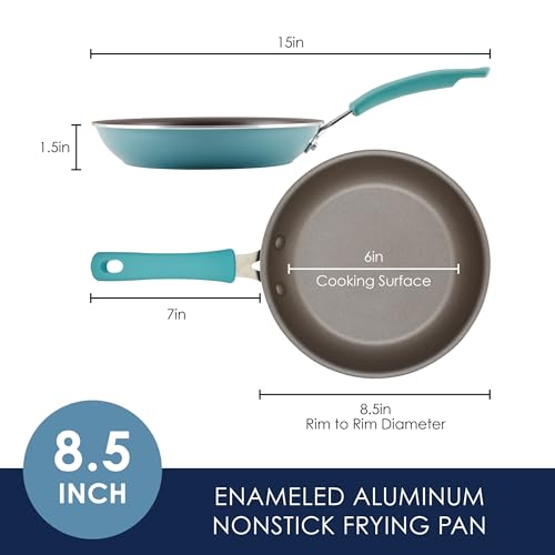 Rachael Ray Cook + Create Nonstick Frying Pan/Skillet, 8.5 Inch, Agave Blue