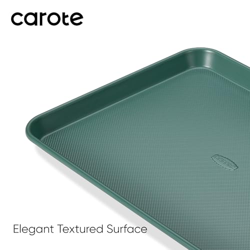 CAROTE 3-Piece Baking Pan Set - Bakeware Set, Baking Sheet Set Including 13 Inch 15 Inch 17 Inch Sheet Pan, Cookie Sheet for Baking, Deep Olive Green
