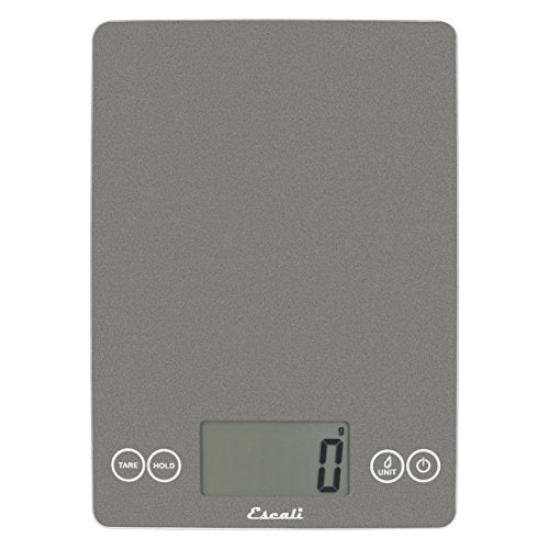 Escali Arti Glass Food Scale Digital Countertop Kitchen, Baking and Cooking Scale with Nutrition and Calorie Counter, 15-Pound Capacity, 9" x 6.5" x .75", Gray Storm