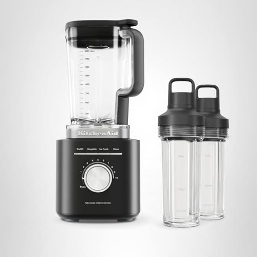 KitchenAid Pure Power Blender with 2 Personal Blending Jars, 1700 Watt Peak Power*, KSB2078, Black Matte