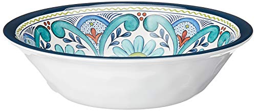 Talavera Melamine 12-Piece Dinnerware Set – Multicolored Plates and Bowls for 4, Spanish Tile-Inspired, Durable, Lightweight, Shatterproof, Dishwasher Safe, Indoor Outdoor Tableware